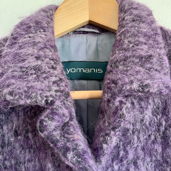 VINTAGE MOHAIR ALPACA WOOL VIOLET SHORT JACKET BLAZER FUZZY S M GERMANY - Picture 4 of 11